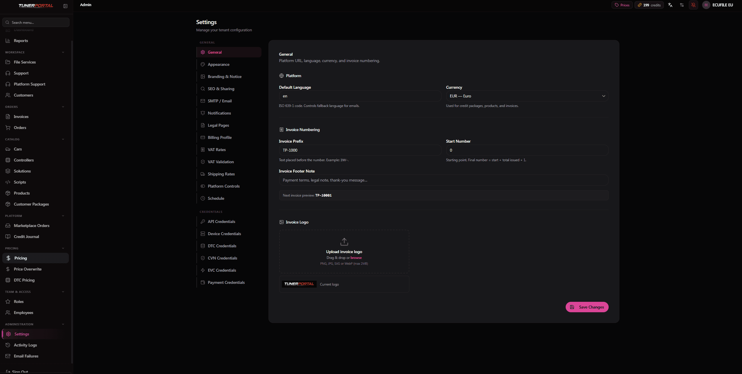 Admin Settings